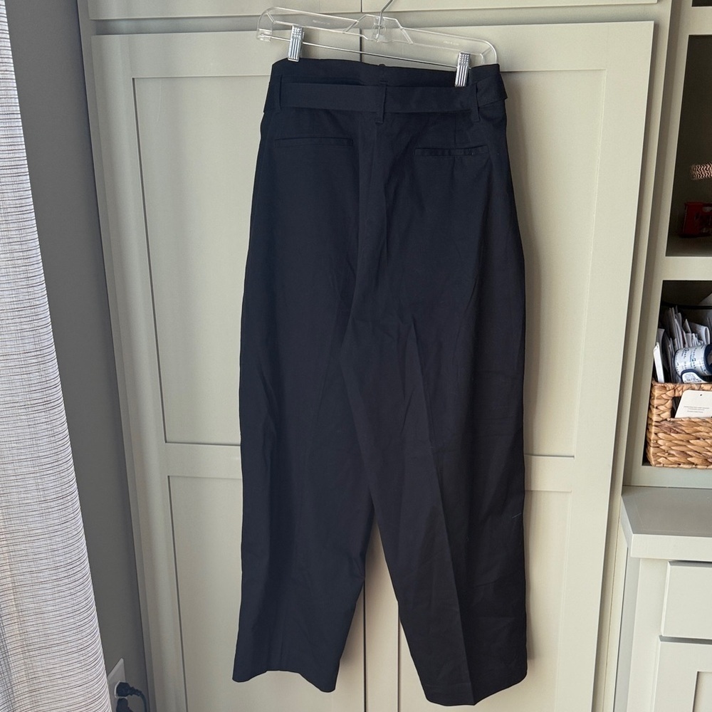 NWT J. Crew NWT Cotton Black  Pants Self-Tie Belt Sewn-In Pleats at Waist SZ 14 - Picture 9 of 15